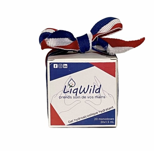 Boîte de 20 monodoses de gel hydroalcoolique Touch format pocket édition bleu blanc rouge